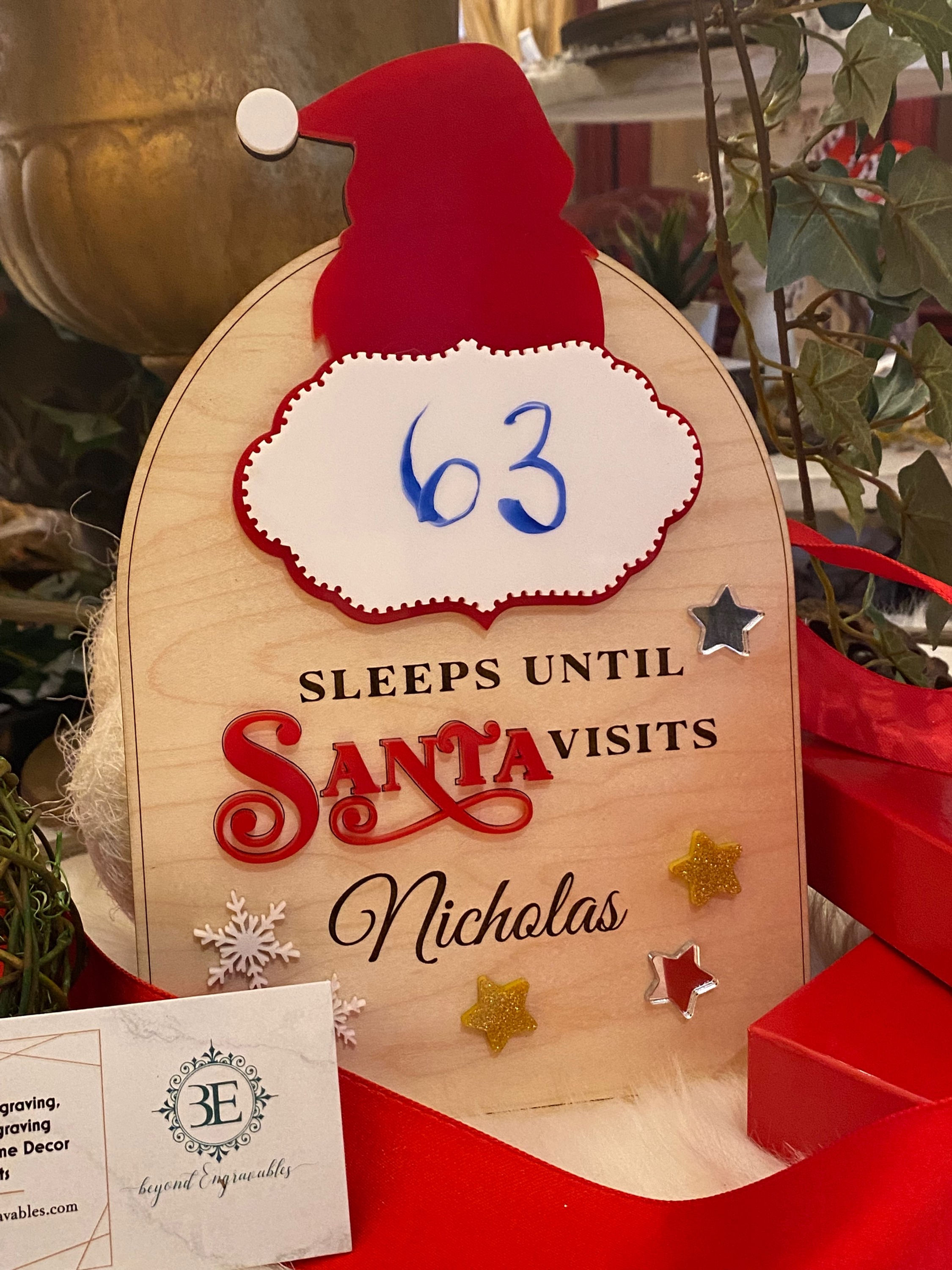 Sleeps until Santa Sign Dry Erase Sign with Stand
