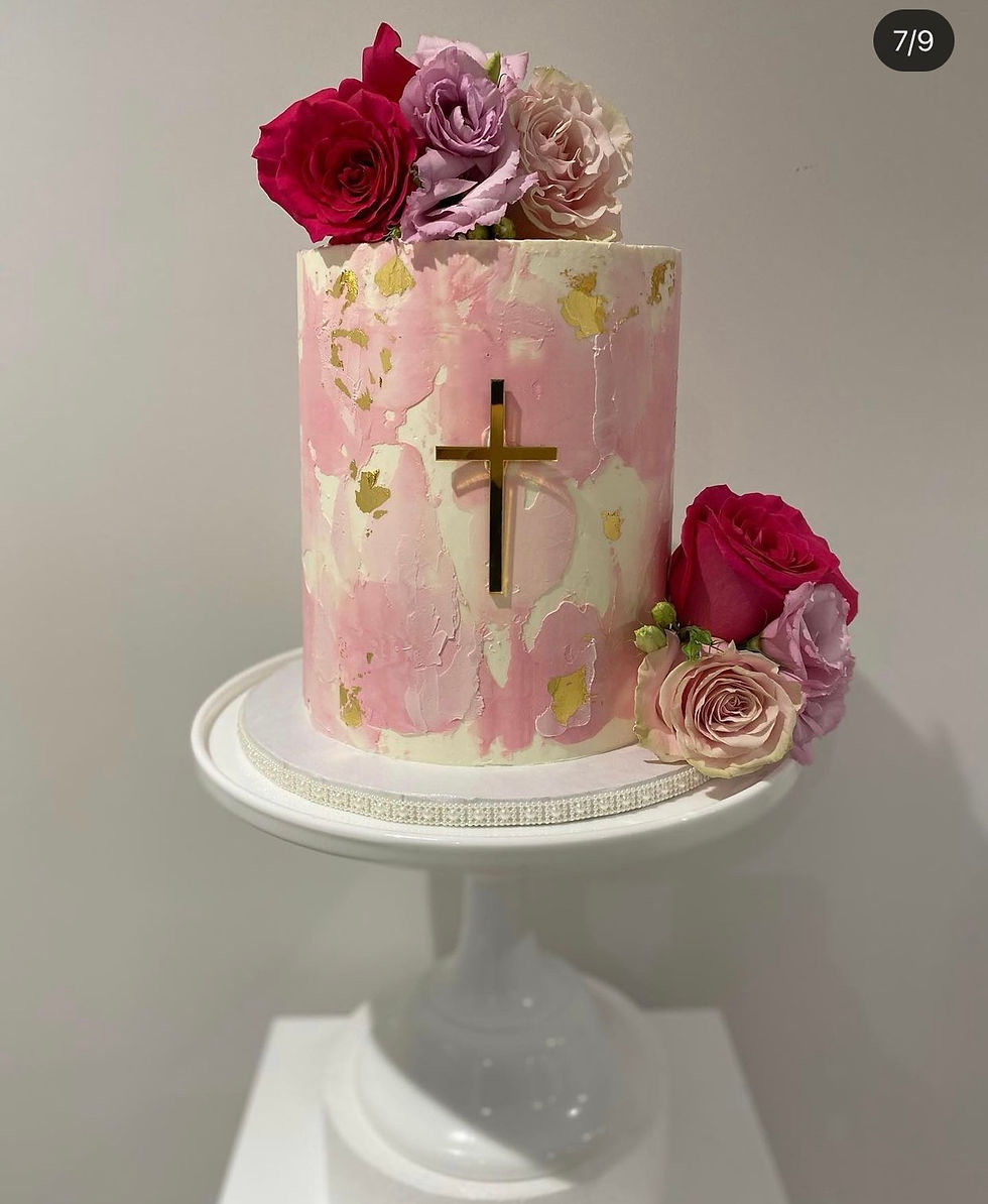 Thumbnail: Cross/Name Cake Charm Laser Cut  Baptism, First Communion, Confirmation