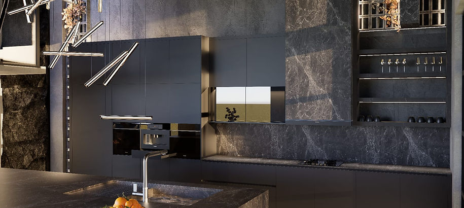 Luxury kitchen design by Interiology™ South Africa, featuring bespoke cabinetry, premium stone countertops, European finishes