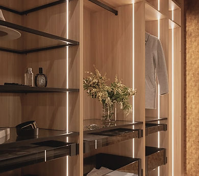 Custom wardrobe and walk-in closet design by Interiology™ South Africa, blending luxury materials, contemporary finishes, and precision craftsmanship for modern interior spaces.