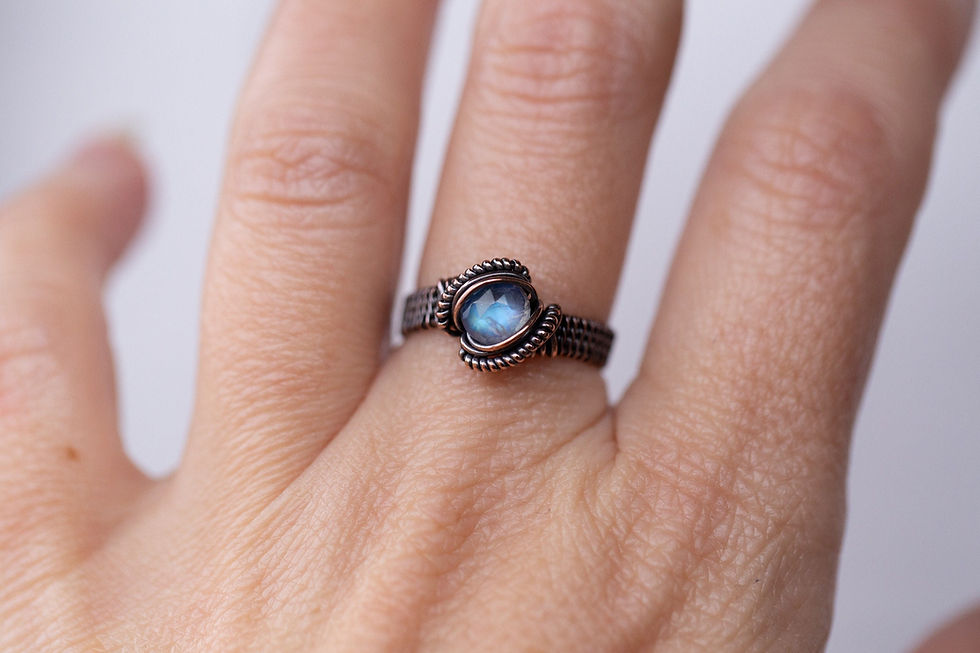 Moonstone Wire Wrapped Copper Ring