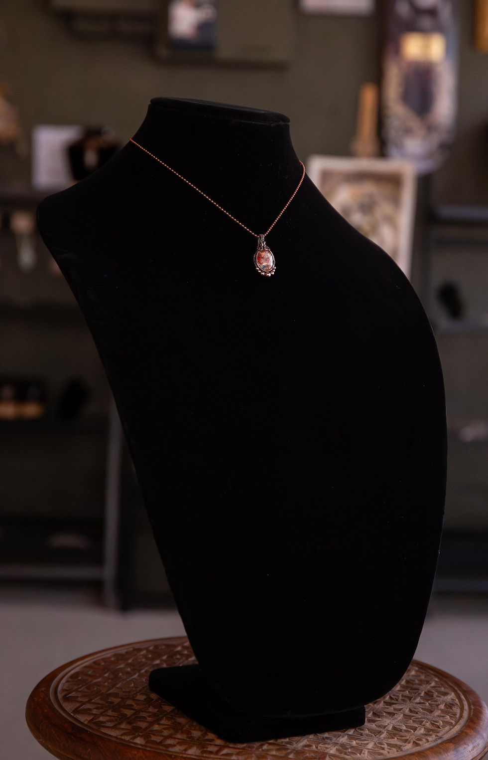 Thumbnail: Crazy Lace Agate Copper Wire Wrapped Mini Pendant