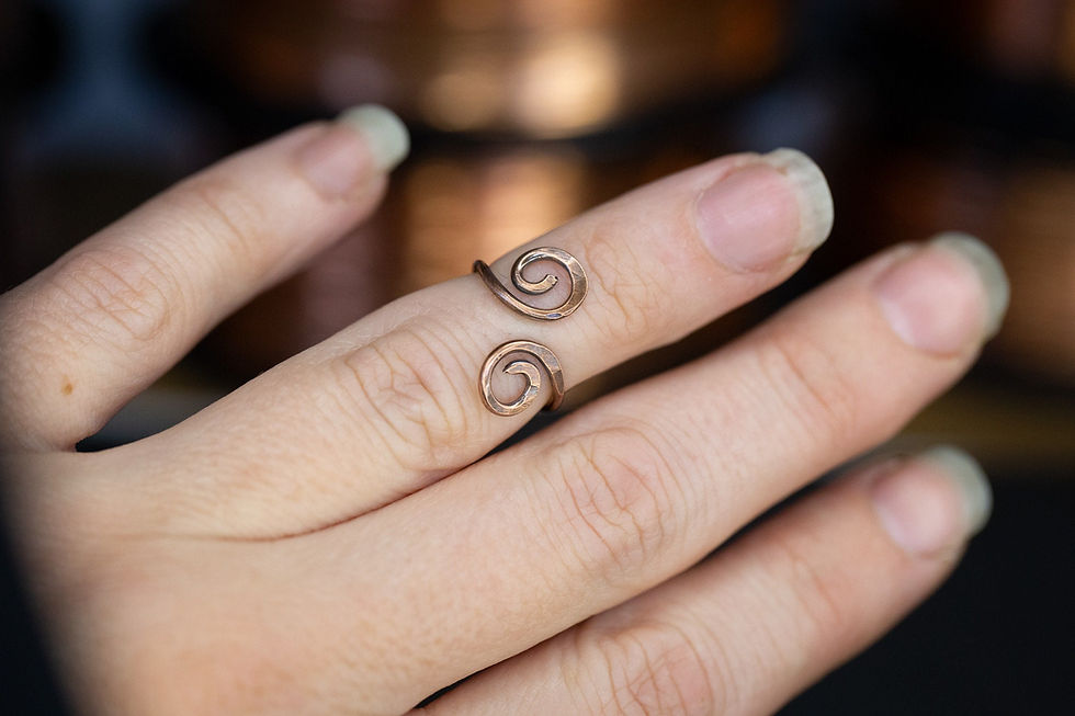 Copper Celtic Swirl Wire Wrapped Mid Ring - Adjustable