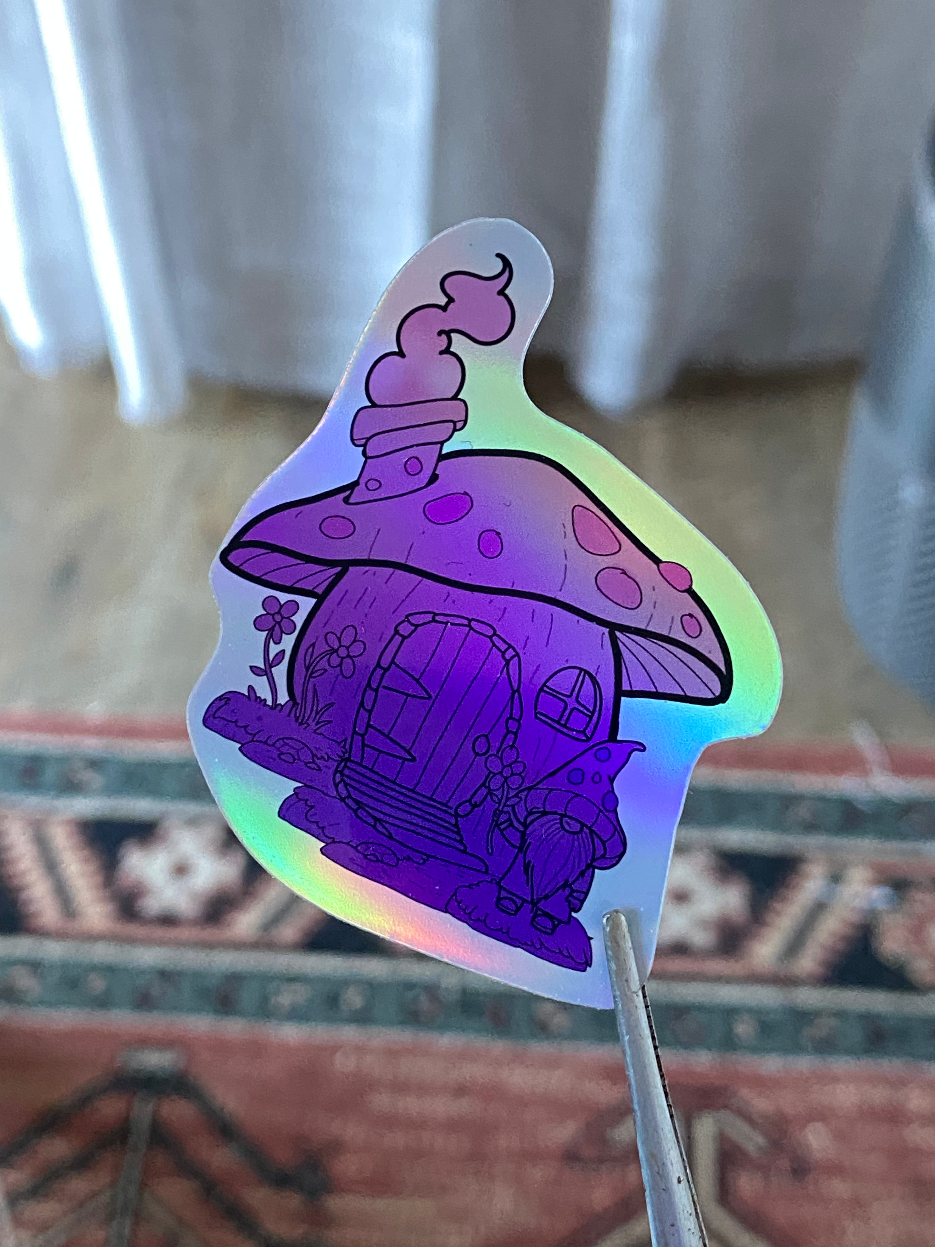 No place like Gnome Jewel  Holographic Sticker