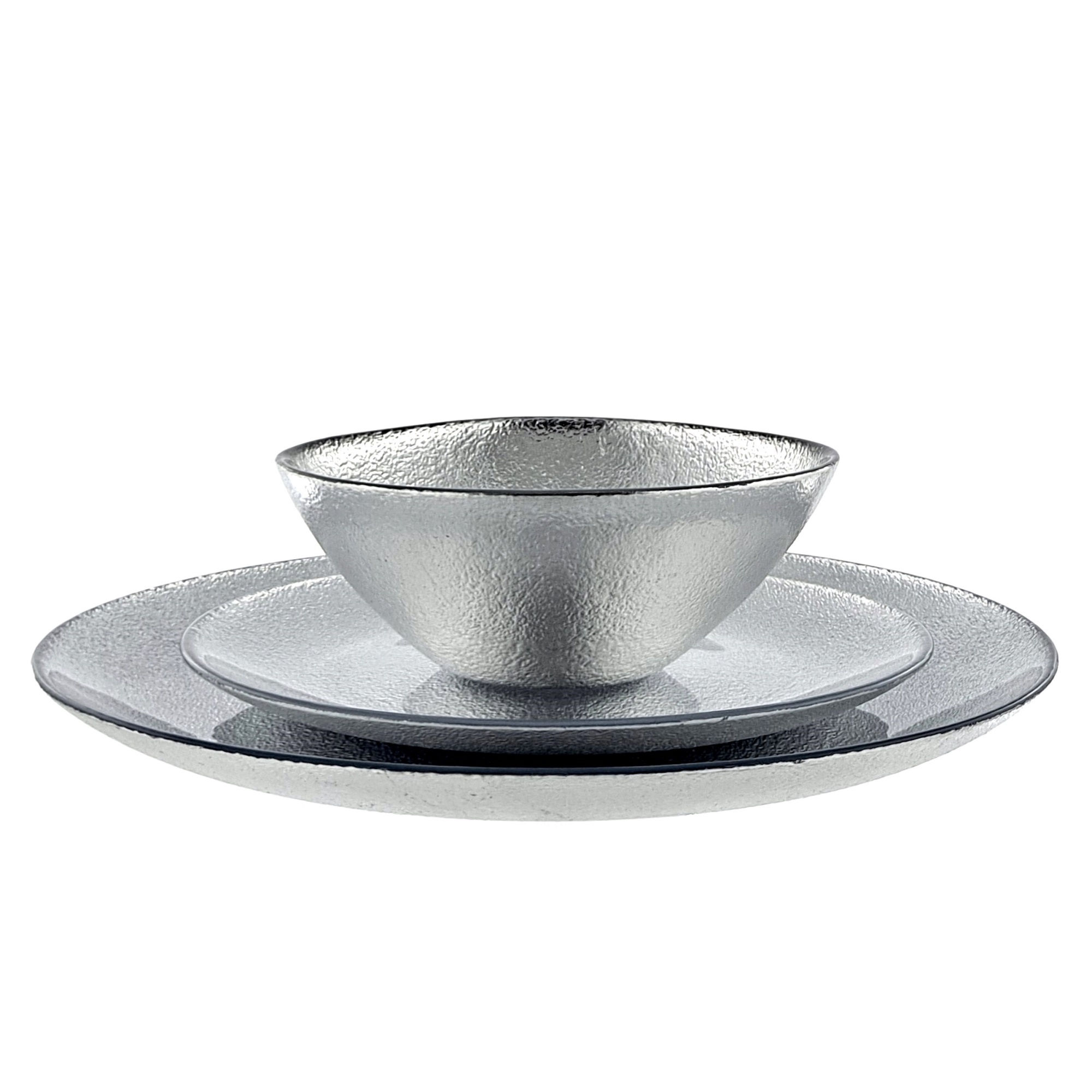 AURA 12PC Dinnerware Set Silver