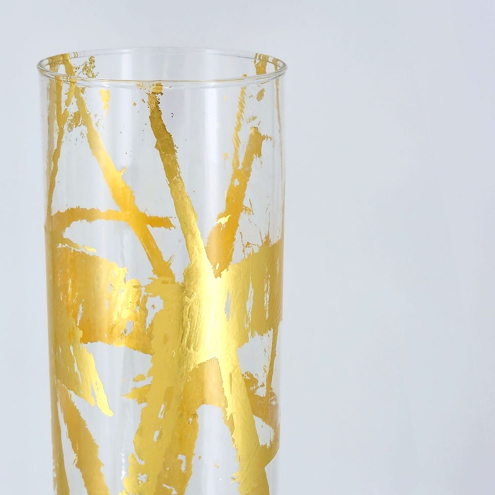 Thumbnail: FLORA 20" Brushed Gold Gilded Glass Cylinder Vase