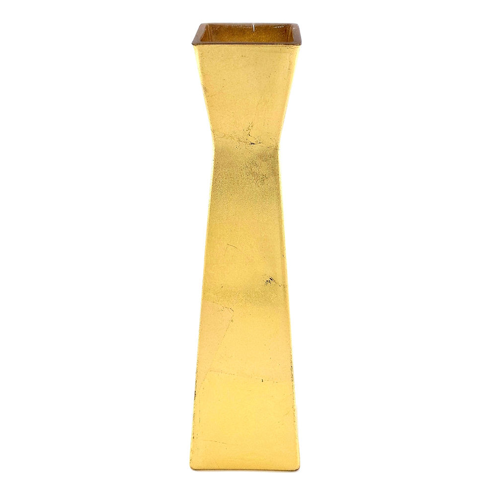 Thumbnail: GILT 12" Gilded Glass Square Vase