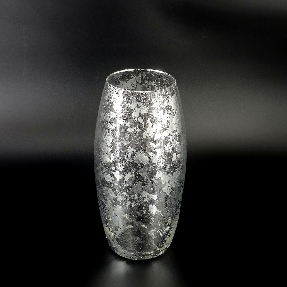 Thumbnail: AMARYLLIS 10" Silver Marble Gilded Vase