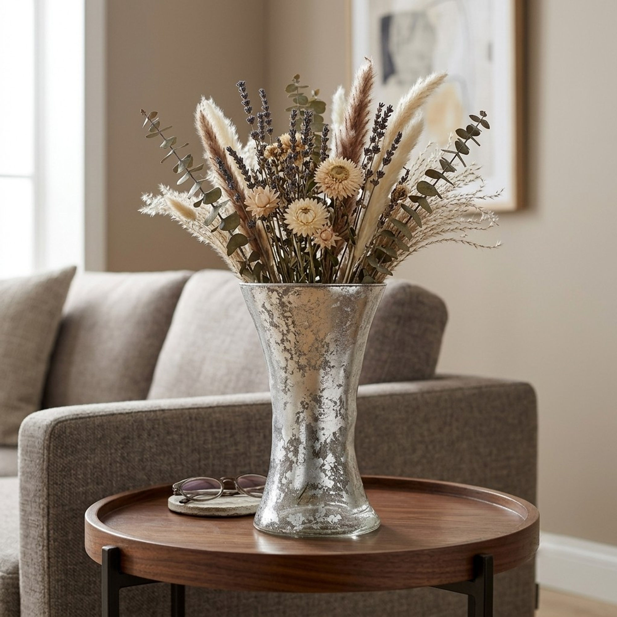 PATTY 15" Silver Marble Gilded Vase