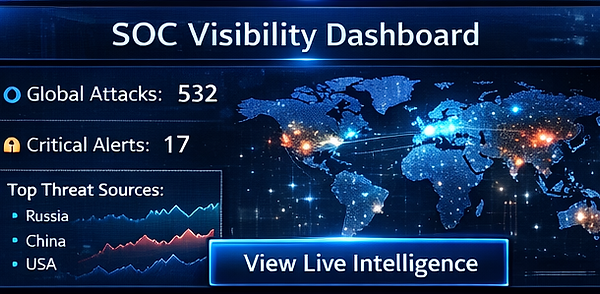 SOC visibility dashboard badge showing cybersecurity monitoring, alert tracking, and security operations awareness.