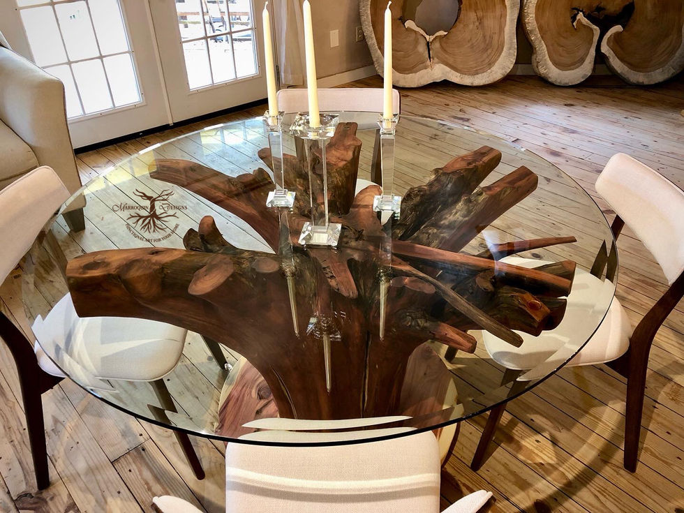 Cedar Root Kitchen Table with Glass