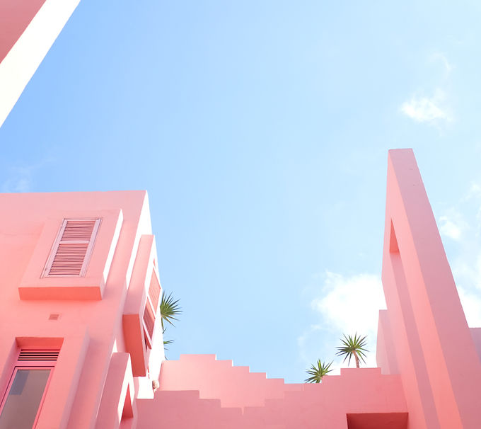 Pink Geometric Building