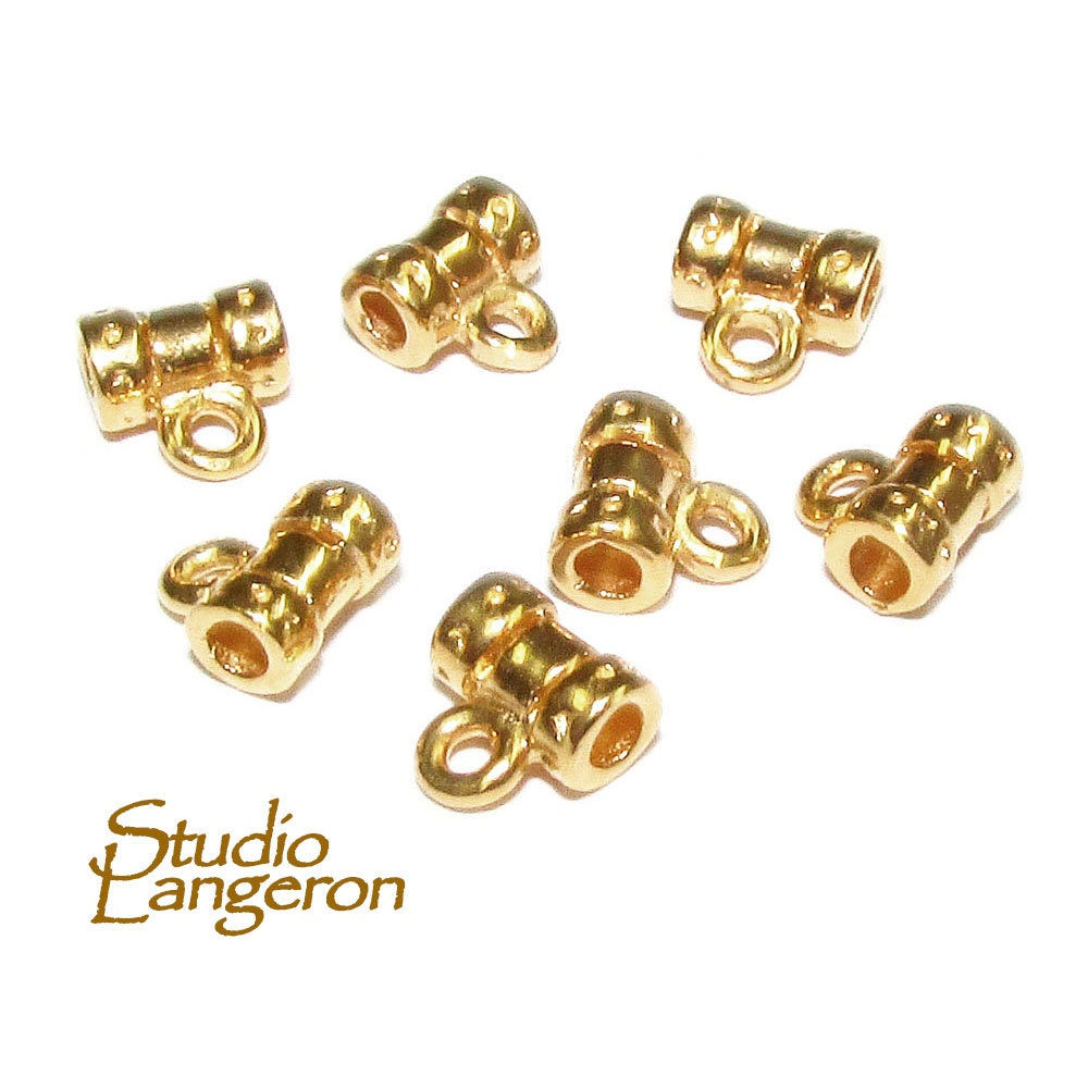14K Gold Filled Small Tube Pendant Bail with Ring - 1 piece