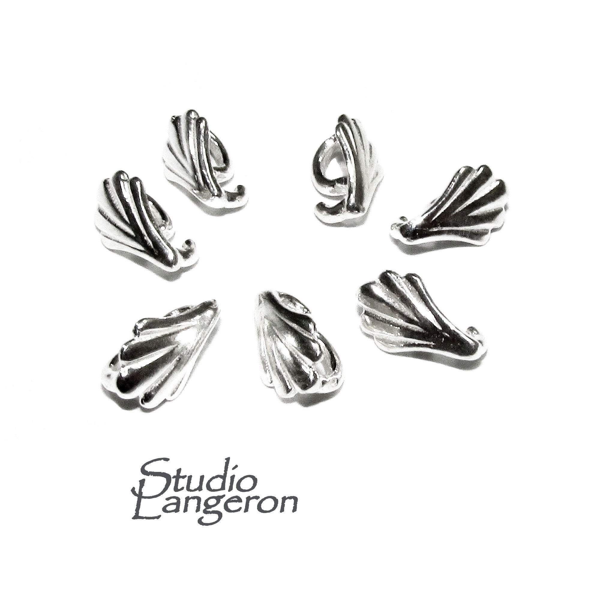 Sterling Silver Leaf Pendant Bail - Jewelry Making - 1 Piece