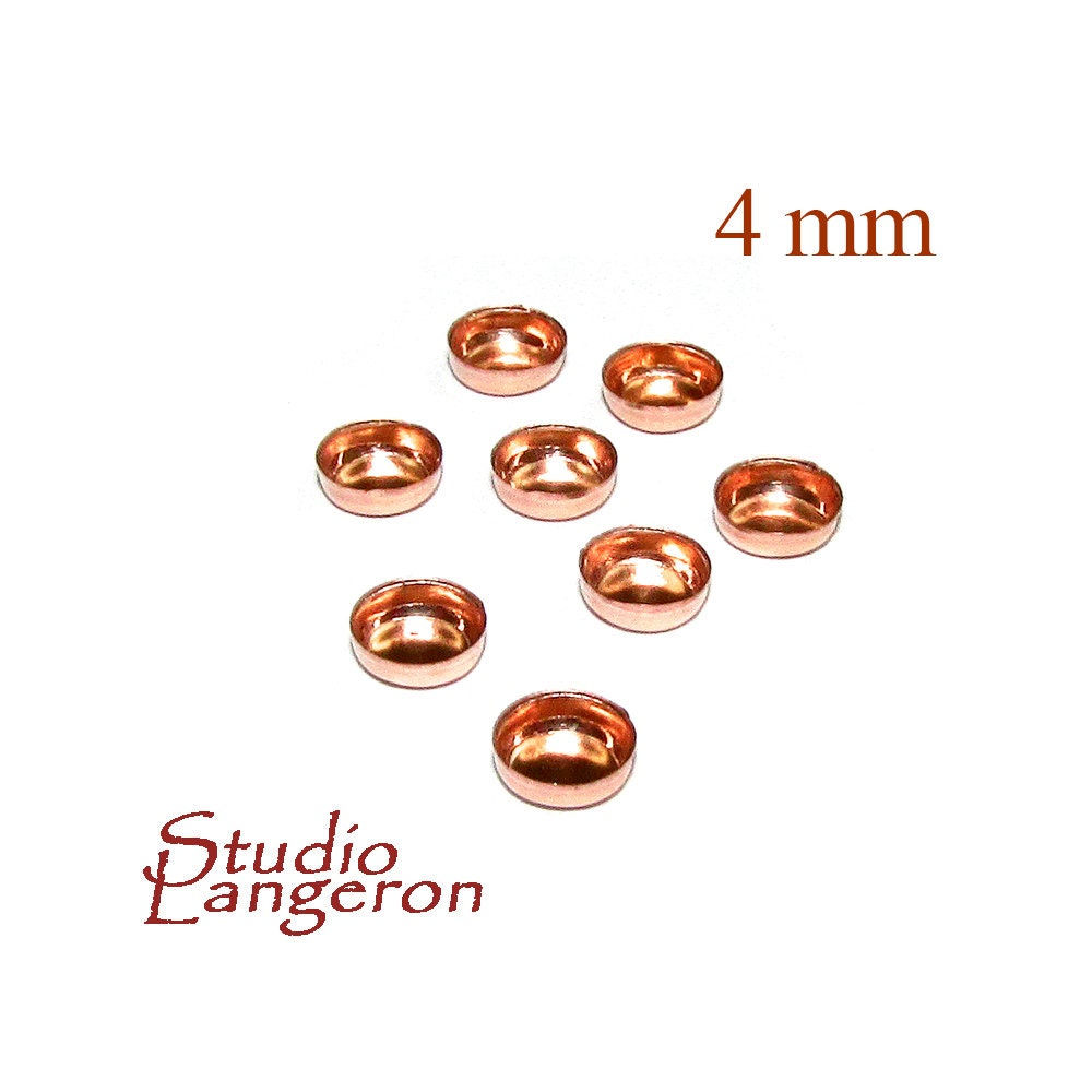 4 pcs 4.0mm 14K Rose Gold Round Bezel Cups, Jewelry Making