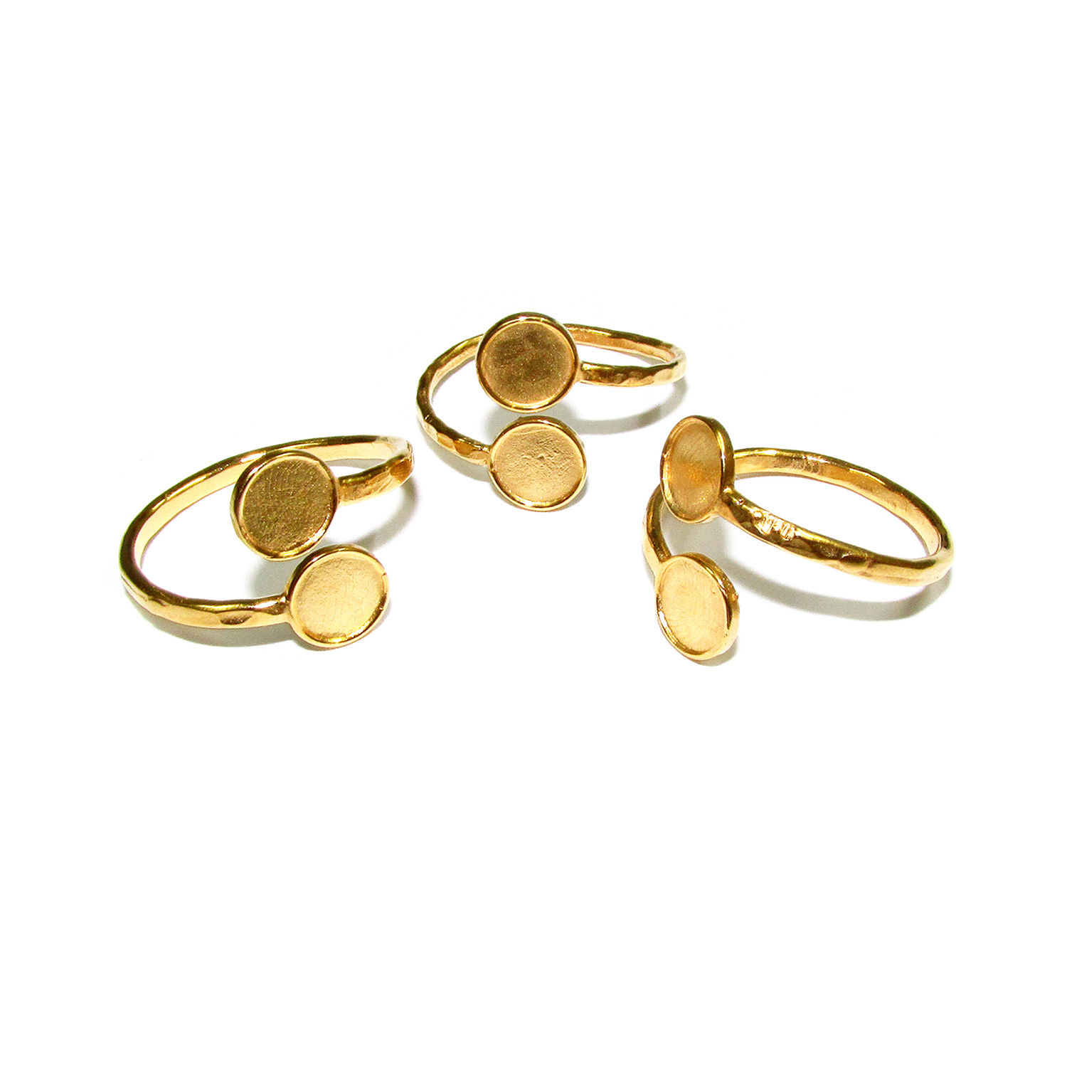 14K Yellow gold filled open blank ring with a two bezel cups 6 mm