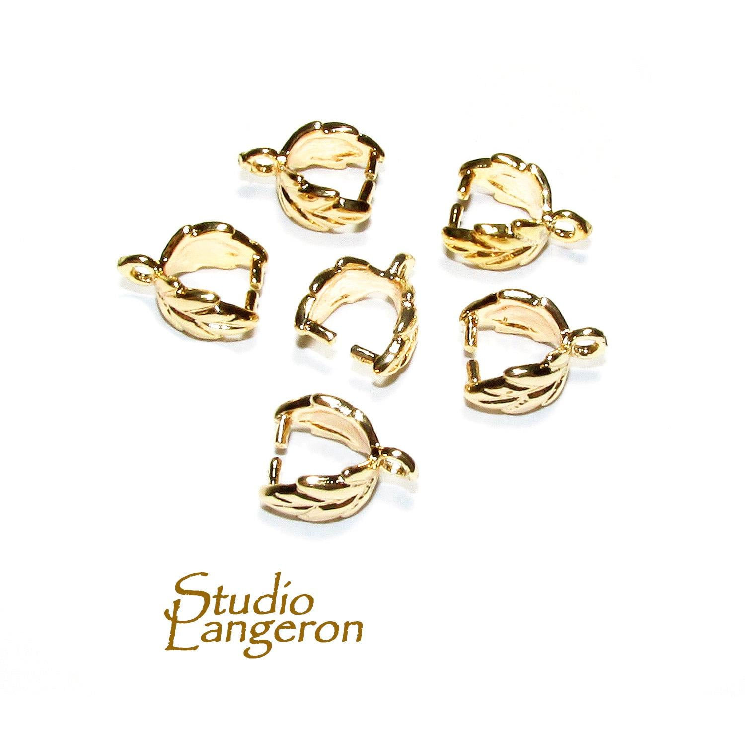 14K Yellow Gold Filled Decorative Pinch Pendant Bail size 9.0x5.0mm, Jewelry ...