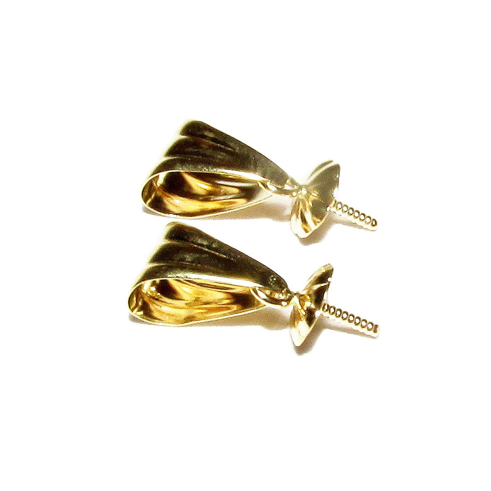Thumbnail: 14K Solid Gold Grooved Bail 8.0x5.0 mm with 4.5 mm Bead Cup - Jewelry Making