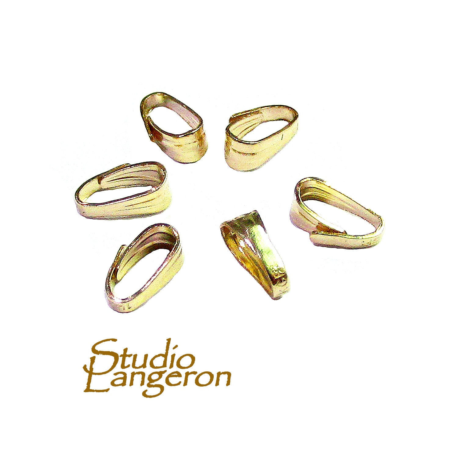 14K yellow gold filled Snap-On Pendant Small Bail size 5.3x2.5 mm, Gold fille...