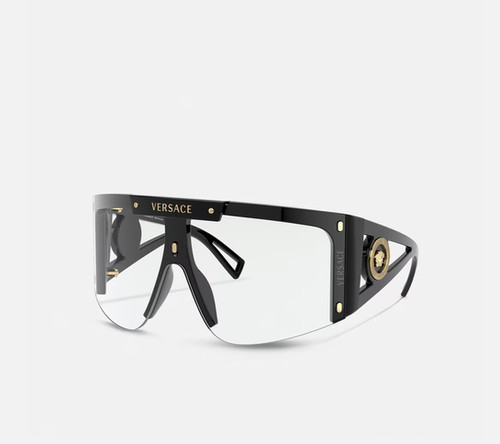 Versace: MEDUSA ICON SHIELD SUNGLASSES Mahogany's Private