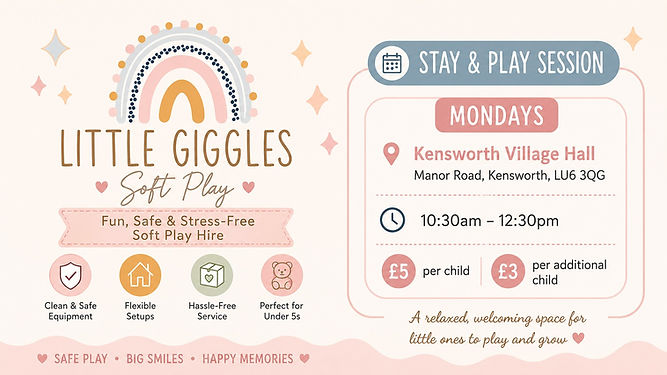 Little Giggles Soft Play Sessions Every Monday in Kensworth, Dunstable