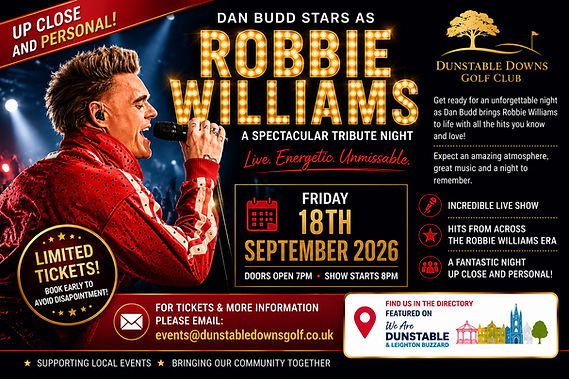 Robbie Williams Tribute Event at Dunstable Downs Golf Club
