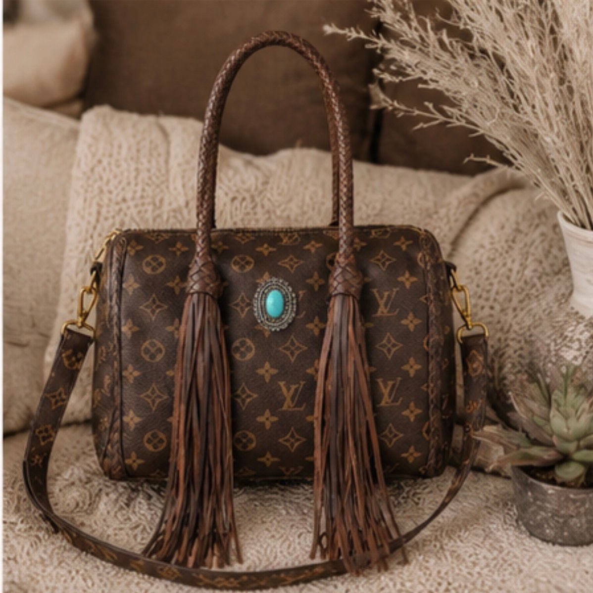 Western Luxe Upcycled Fringe Handbag