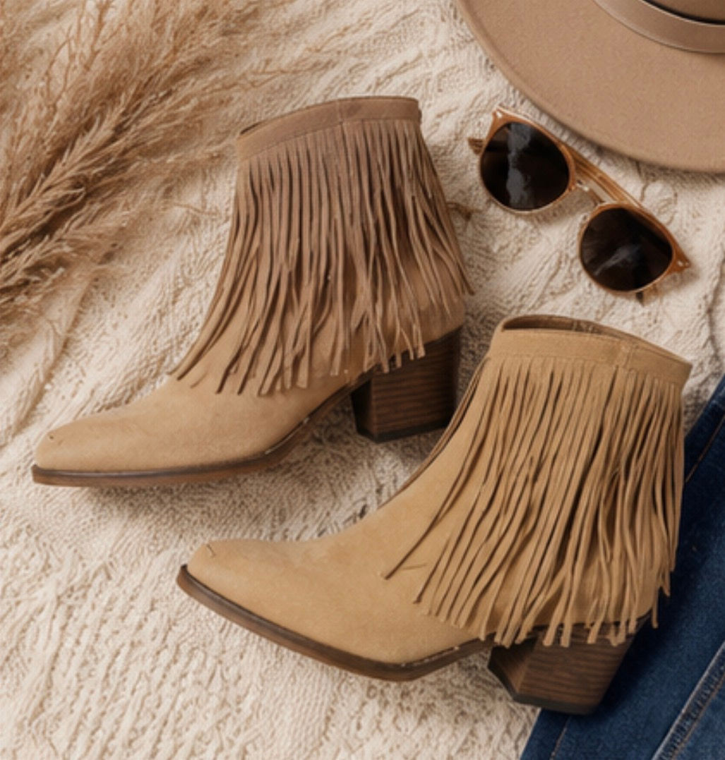 The Willow Run Fringe Bootie