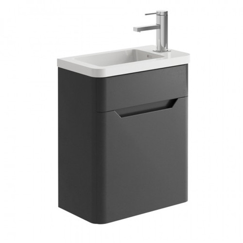 Ellis 450mm Wall Hung Cloakroom Vanity Unit in Charcoal Cloakroom Company