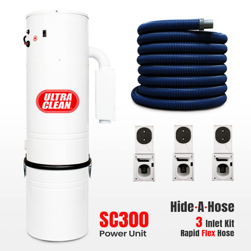 Power Unit SC300 with Hide-A-Hose Rapid Flex Retractable Hose 3 Inlet ...