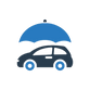 Car under an umbrella representing top car insurance, online car insurance cheap, and best and cheapest car insurance options