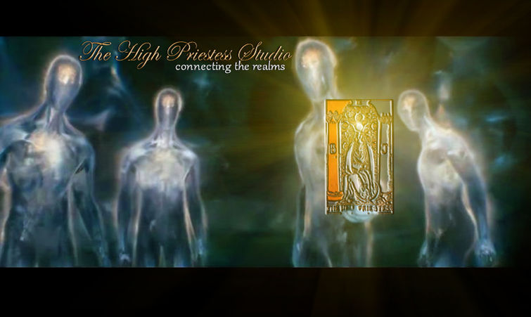 Beings of light hold the High Priestess Card