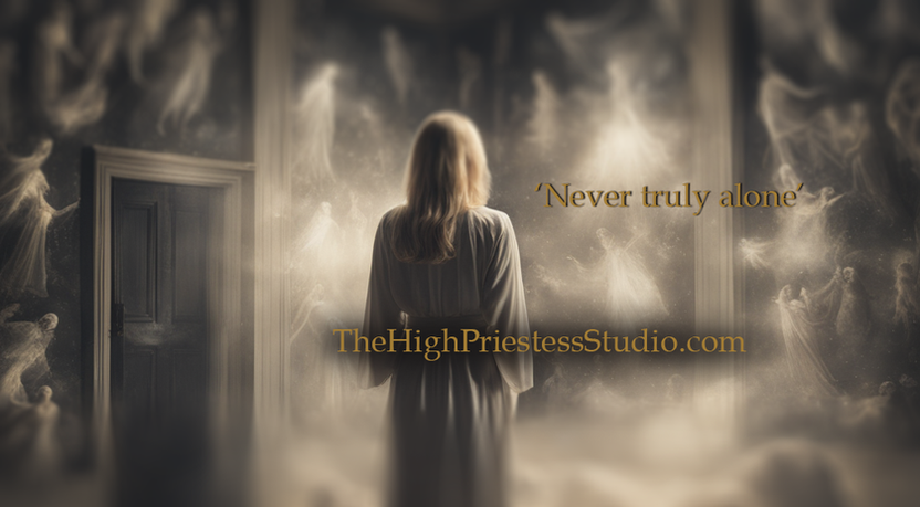 Spiritual beings surround a woman who senses she isn't alone.