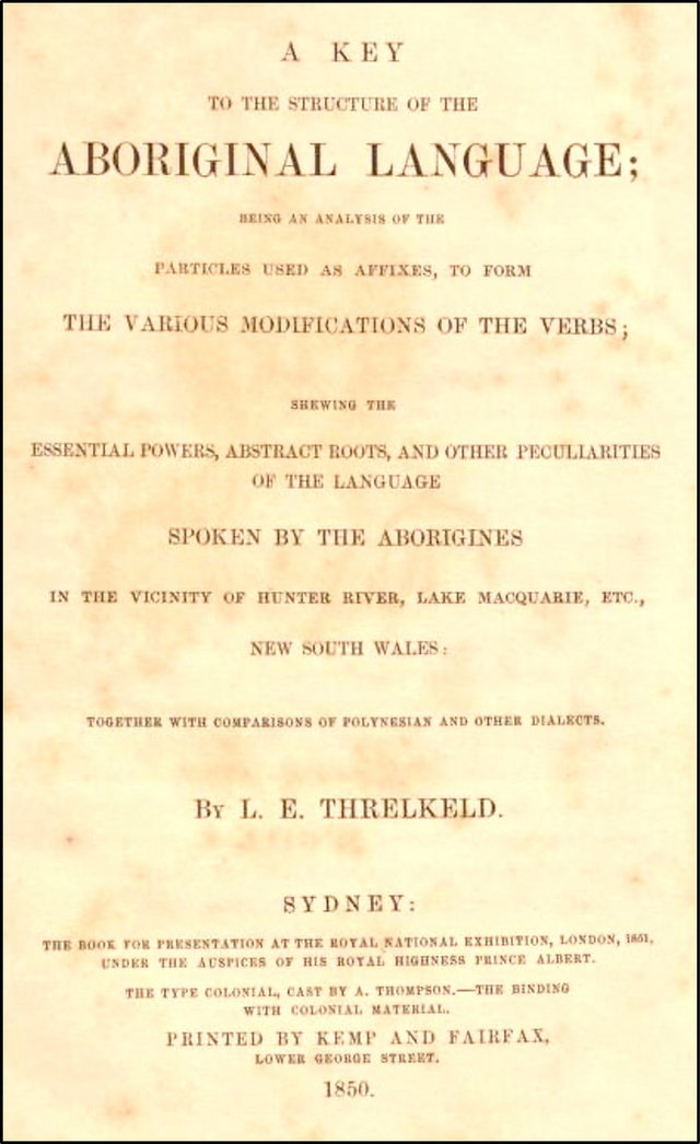 Cover of Threlkeld's Key to the structure of the Aboriginal language