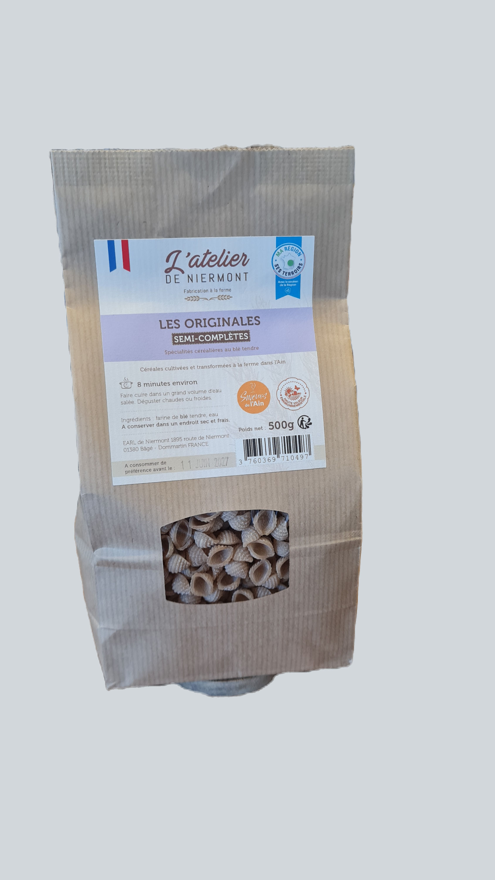 Pâtes "Les Originales" semi complètes l'Atelier de Niermont 