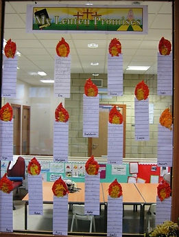 Lenten promise candles display, OLGA Cathedral Primary Motherwell