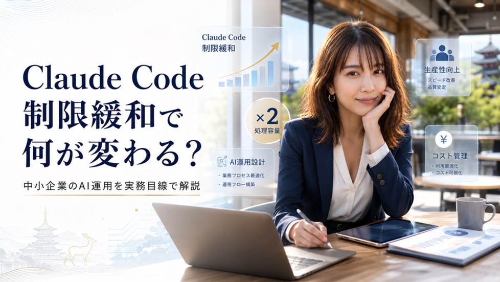 Claude Codeの使用制限が2倍に。中小企業のAIエージェント運用はどう変わる？