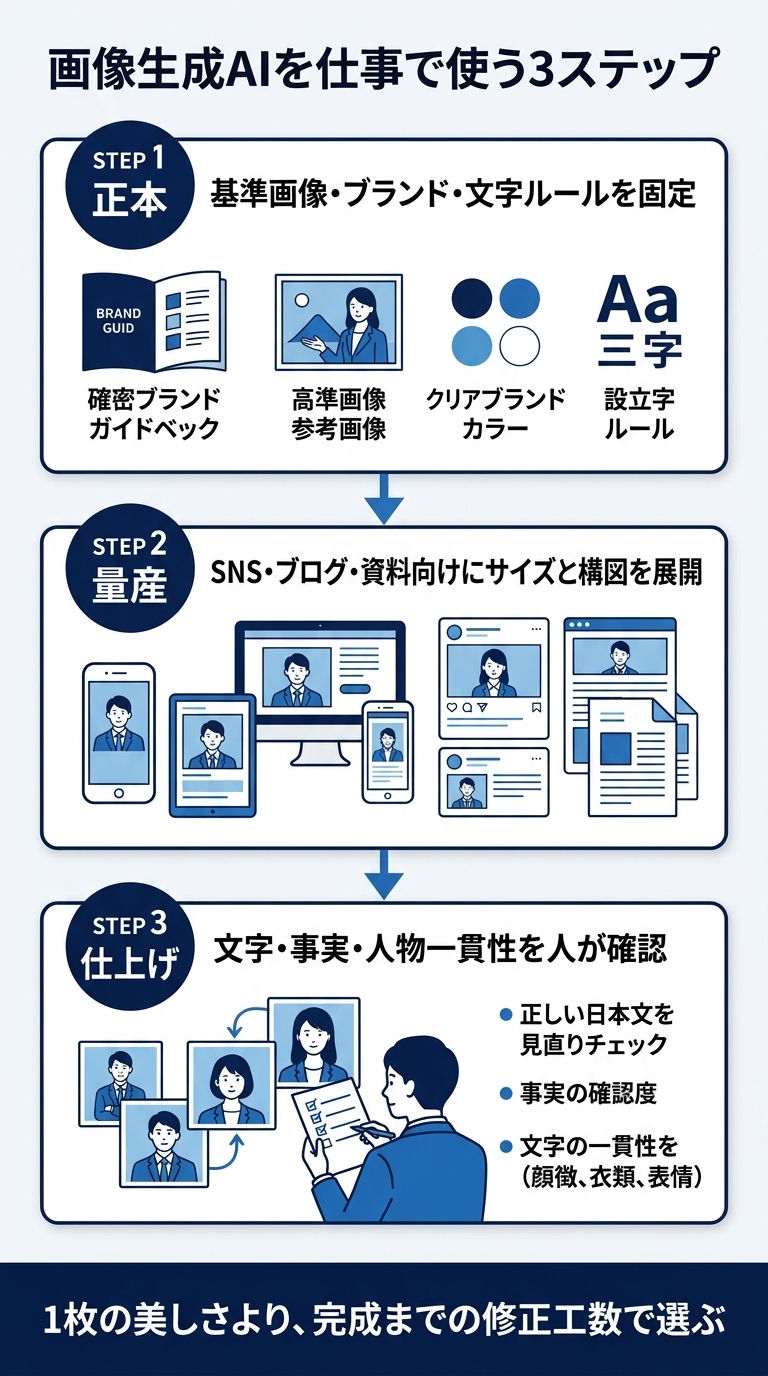 Nano Banana Pro 画像生成AIを仕事で使う3ステップ図解