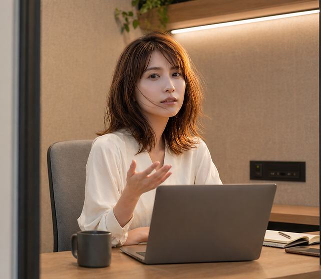 個室ブースで面談している朝比奈エリカ