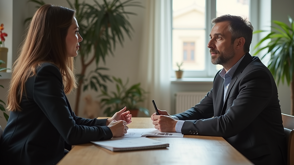 Eye-level view of a person engaged in a creative counselling session