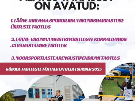 2026. a Lääne-Virumaa Spordiliidu taotlusvoorud on avatud