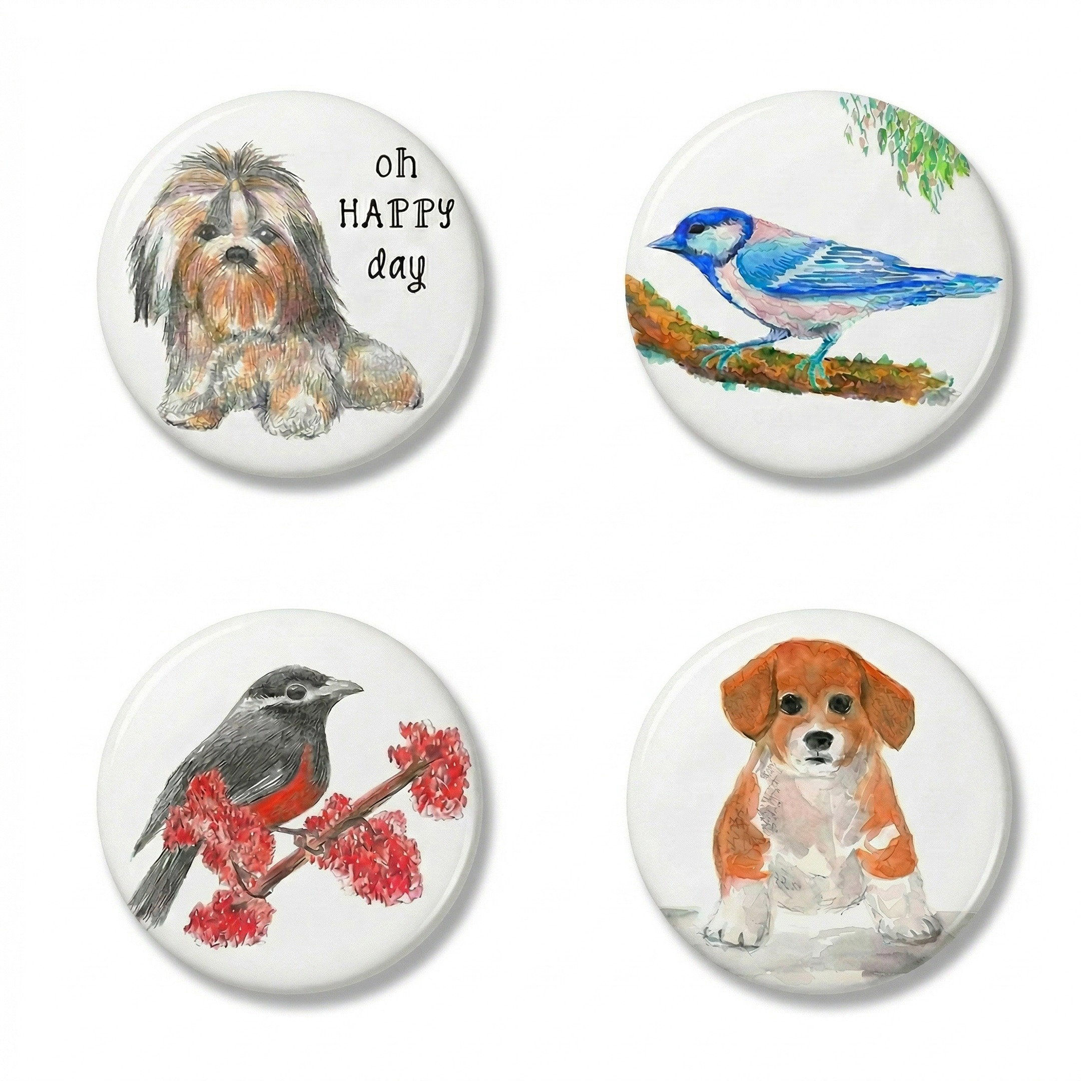 Animal Friends Button Magnets