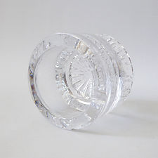 Vintage Daum France icicle ashtray. French clear crystal dish. Round art glass ice-textured bowl or candle holder. 1960s/1970s Mid Century