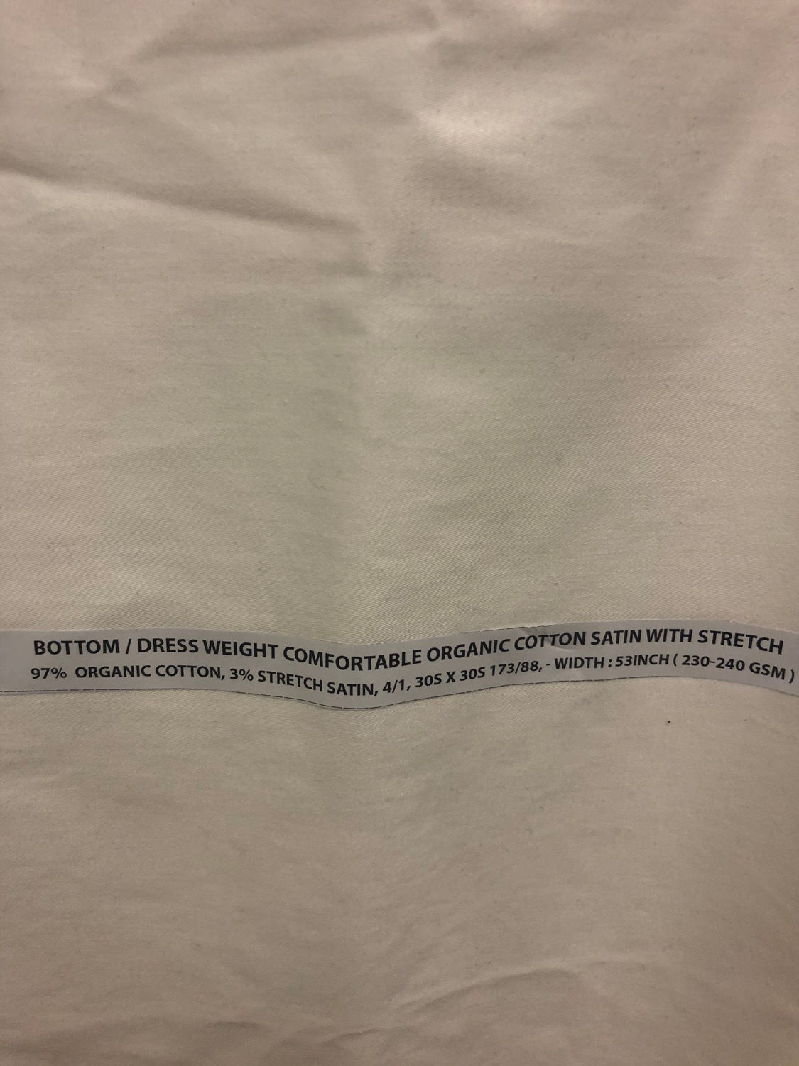 11 Swatch Comfortable Organic Cotton Woven 3% satin stretch.230-240gsm