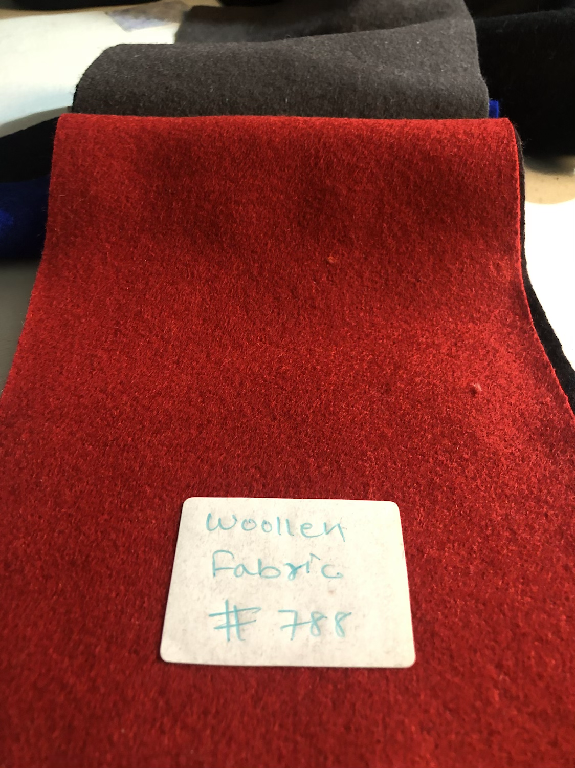 Recycled 100% Wool, FIRE ENGINE RED, 420gsm, 5 colours, 137cm/ 54". Woven