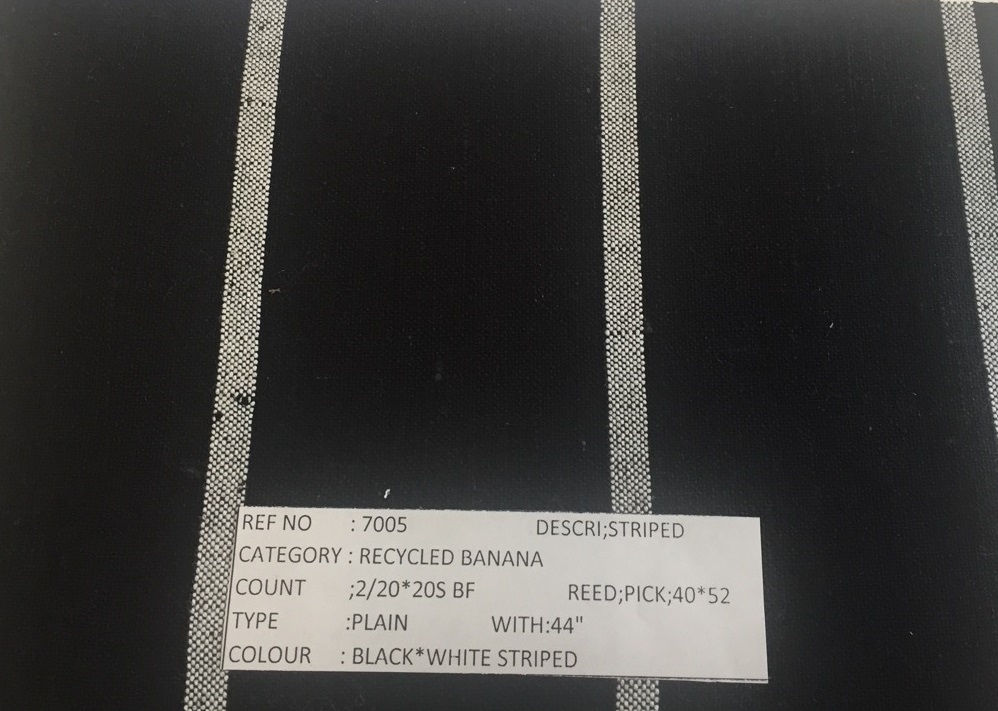 Organic Cotton & BANANA. #3. BLACK w. WHITE STRIPES