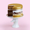Gold and White Cake on a Stand