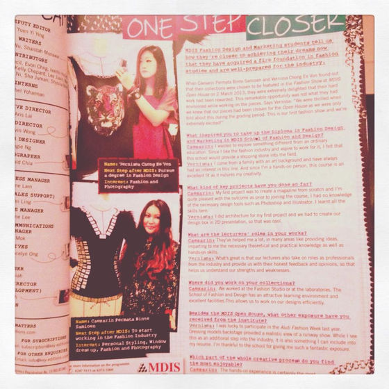 My First in Teenage Magazine for MDIS (Issued April 2013)