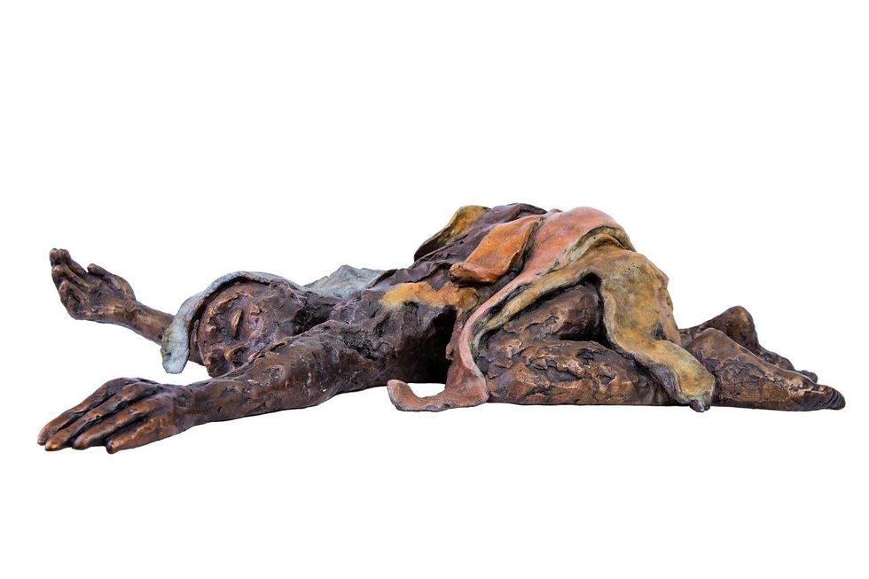 man reclined in bronze