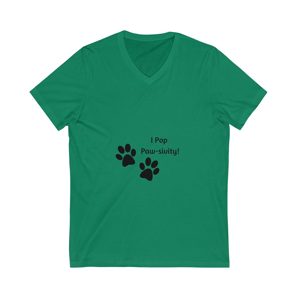 Thumbnail: Unisex Jersey Short Sleeve V-Neck Pawsitivity Tee